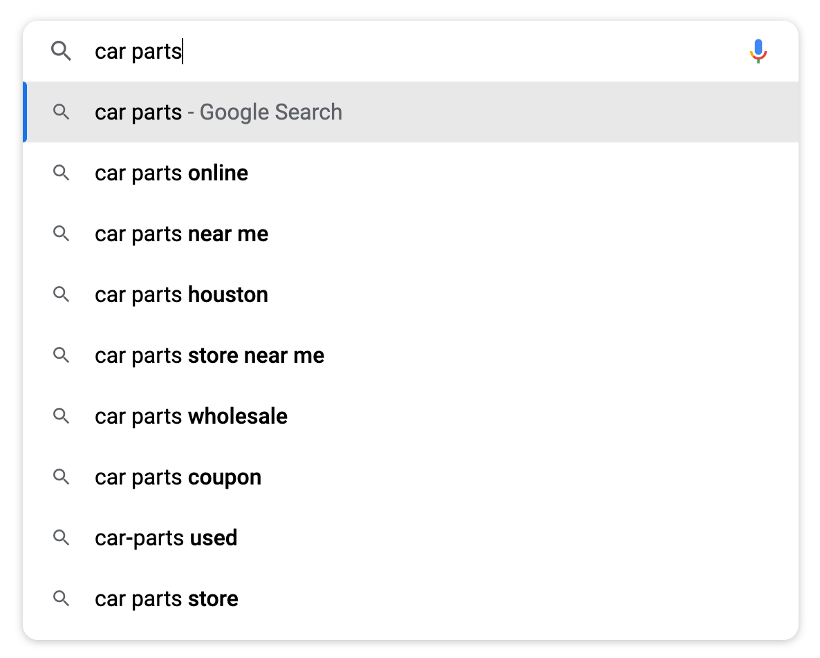 Google 上的搜索建议